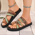 thumbnail image 5 of Mqqzkk Women's Trendy Sandals 2025 Boho Print Dressy Open Round Toe Summer Slide Flat Sandals Comfortable Casual Shoes, 5 of 8