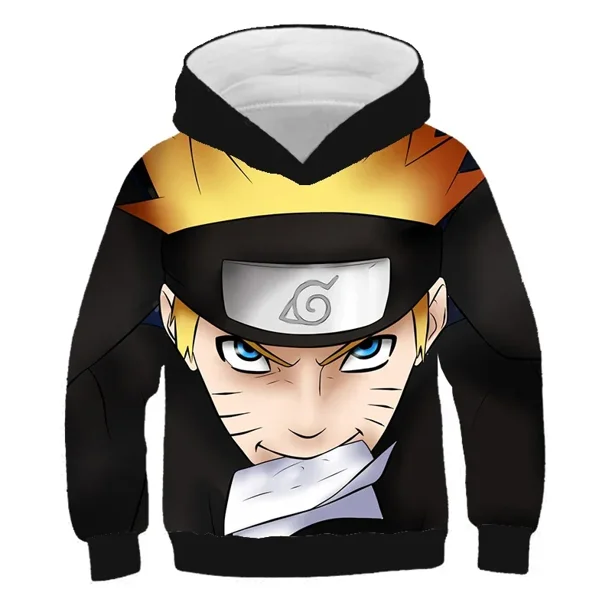 Sudadera con capucha con estampado 3D de Anime Akatsuki para niños, ropa de calle informal de manga larga con capucha y estampado de Kakashi