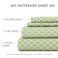 thumbnail image 4 of Noble Linens 4 Piece Pattern Microfiber Bed Sheets Set, Sage Scallops, Queen, 4 of 11