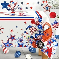 4th of July Tablecloth, Rectangle 60x120 inch(10-12 Seats) Table Cloth, Red and Blue Stars Indoor or Outdoor American Flag Independence Day Kitchen Table Decorations for Dinner Party