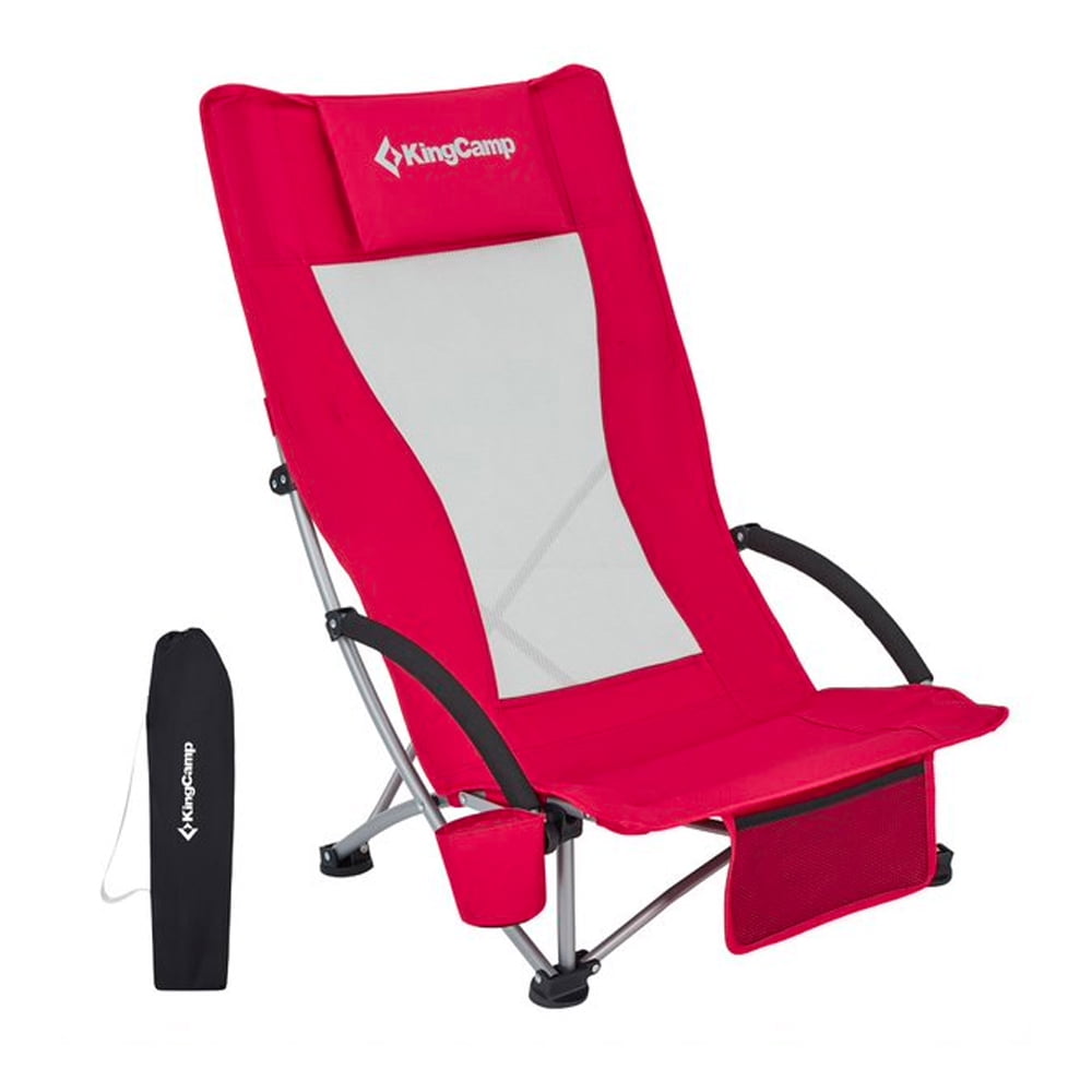 KingCamp Beach Camping Folding Lounge Chair w/ Mesh Back & Foam Arm