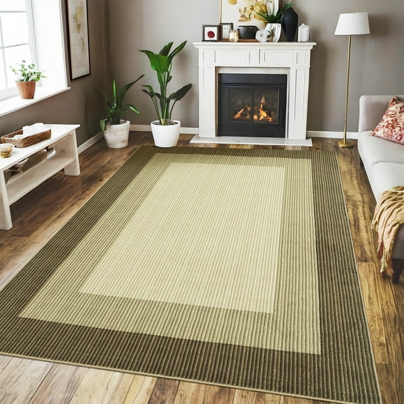 Tapis – Abstrait Moderne 8x10 Lavable à la Machine – Antidérapant, Non Pelucheux – Poil Ras Dégradé Doux – Tapis Imprimé Pliable d'Intérieur – Chambre, Salon et Chambre de Bébé – Brun