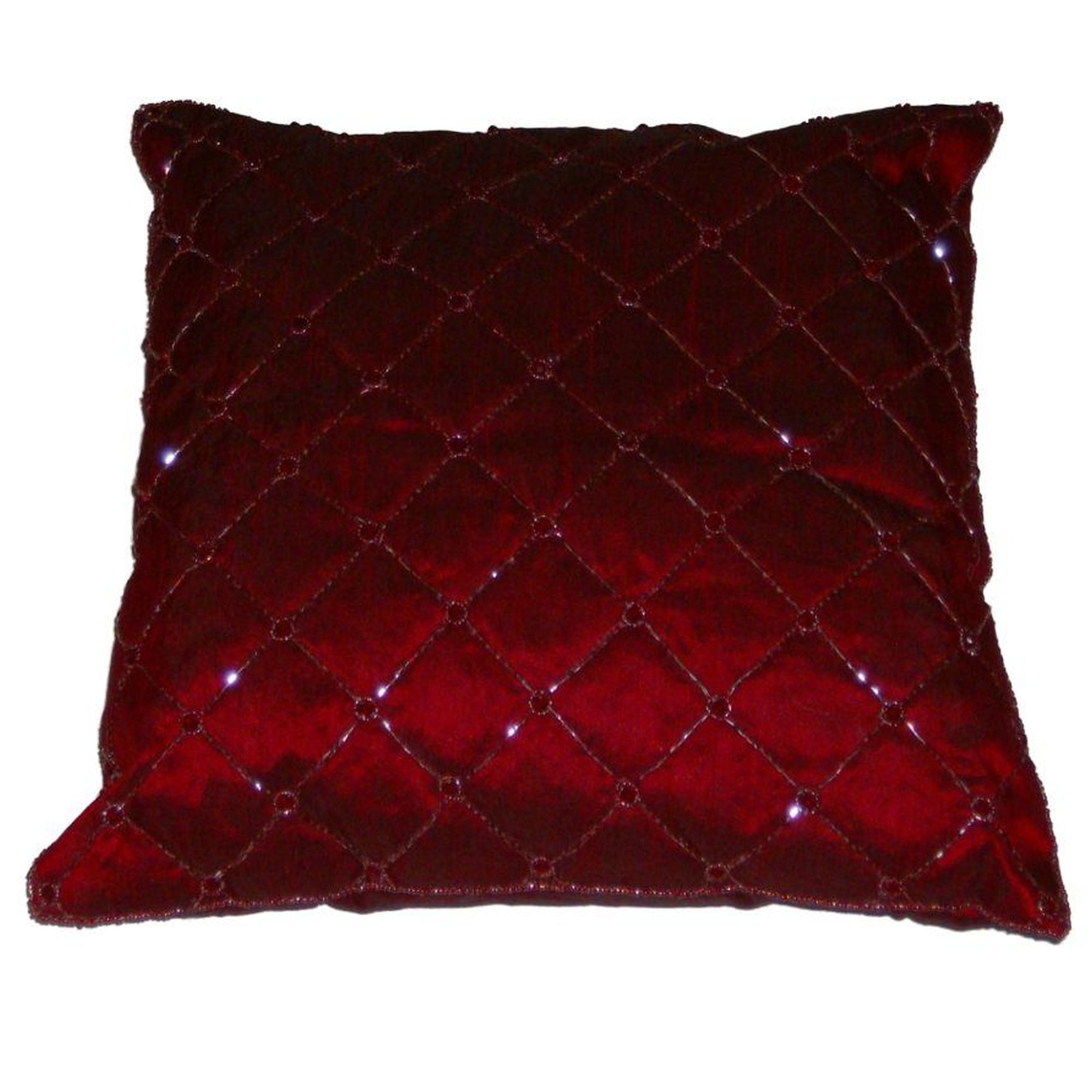 Spencer Beaded Red Holiday Throw Pillow Lattice Bead Accent Cushion