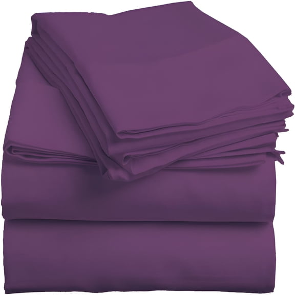 AUQ 4 Piece Bed Sheets Set Full Size - Plum Solid 100% Pure Egyptian Cotton 800 Thread Count,Sateen Weave Sheet Set,Soft Long Staple Cotton,12" Deep Pocket