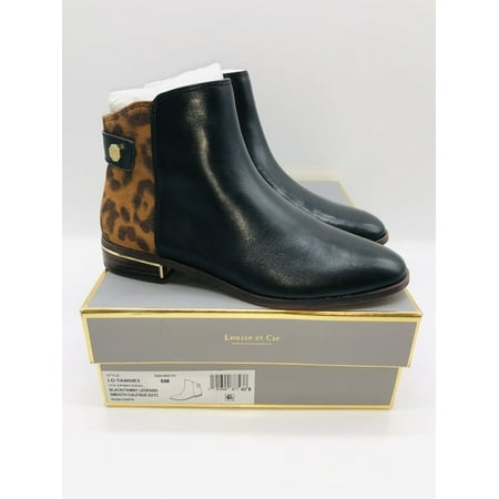 Louise et Cie Women's Oxford Lo-Tangie Leather Ankle Boots Black / Leopard US 6M