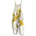 thumbnail image 2 of Linen Pants Women, Yellow Boho Floral Jumpsuits Sleeveless Spaghetti Strap Baggy Romper Wide Leg Overalls with Pockets, Wide Leg Pants Woman, XXL, Palazzo Pants, S-5XL, Boho Pants, 2 of 4