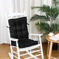 thumbnail image 2 of 2 Set High Back Rocking Chair Cushions Large Anti Slip Chair Pads 43"x19"x3" Indoor Outdoor with Ties Waterproof Fade Resistant Lounger Chair Cushions for Rocker(Black), 2 of 7