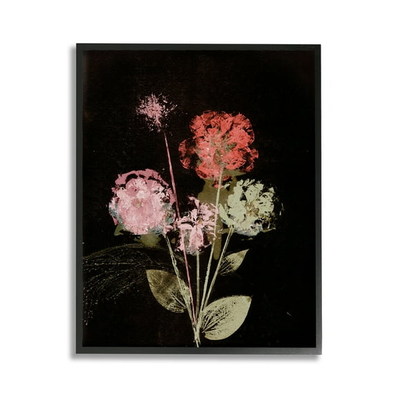 Stupell Industries Rustic Roses on Black Botanical & Floral Painting Black Framed Art Print Wall Art, 11 x 14