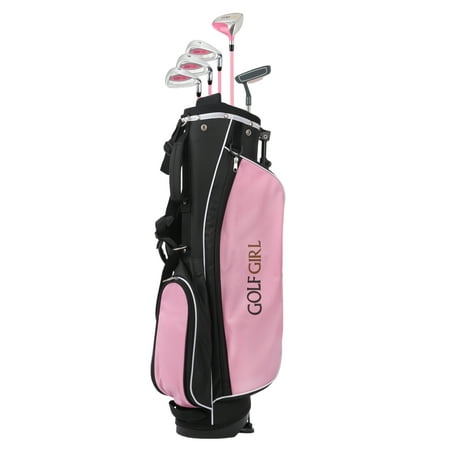 Golf Girl Junior Club V2 Youth Right Hand Set for Kids Ages 8-12 with Pink Stand Bag