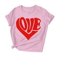 thumbnail image 4 of Xuyuer Valentine's Day women's lover printed t-shirt round neck short sleeve Shirt Women Alphabet ABC I Love You Printed T-Shirts Teacher Valentine Shirt Tees Tops, 4 of 7