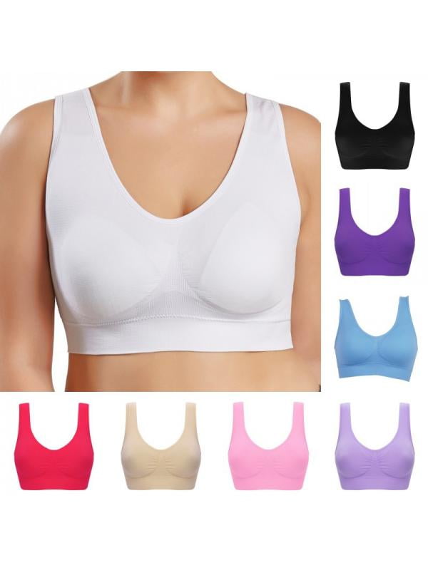 Poseca Women Plus Size Sports Bra Workout Running Wireless Padded