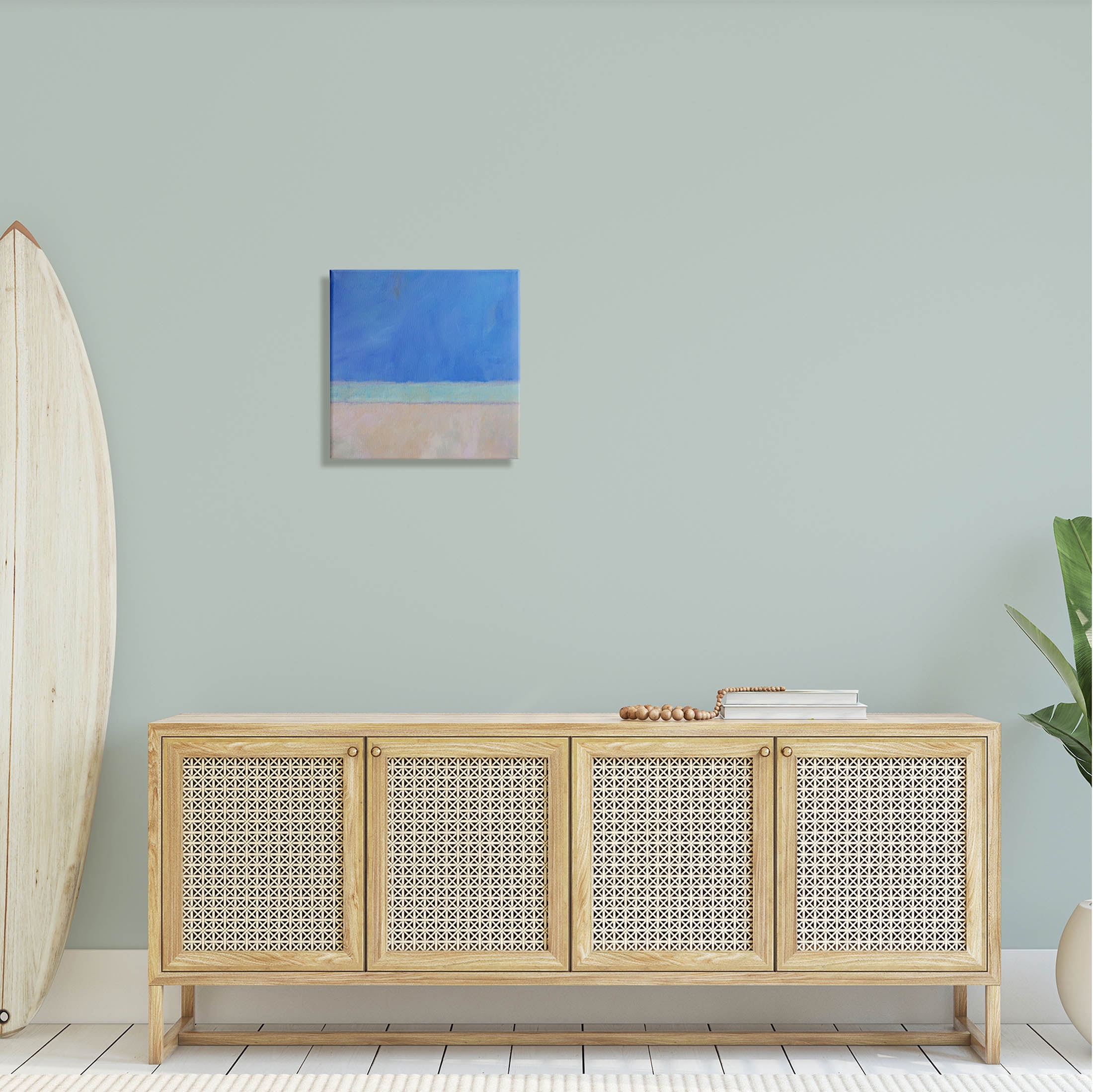 Stupell Industries Abstract Blocked Landscape Blue Stripe Painting Gallery Wrapped Canvas Print Wall Art, Design by Carol Young