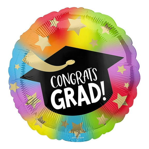 Colorful Congrats Grad 5 1/2" Mylar Balloon, Party Decor, 1 Piece