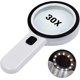 thumbnail image 1 of Reading Magnifier, 30x Magnification with 12 LED Lights - Lighted Reading Magnifier for Seniors - for Reading, Coins, Stamps, Maps, Inspection, 1 of 5