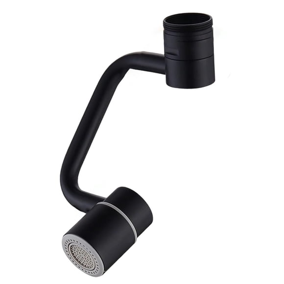 ToolNest 1080° Rotating Black Faucet Extender Aerator, Brass Swivel Sink Attachment with Dual-Flow Sprayer, Universal Kitchen & Bathroom Tap Adapter 3.15in