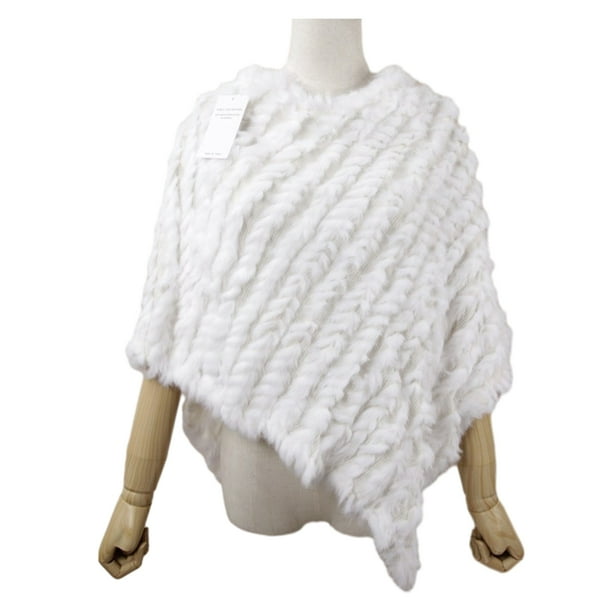 Qarigey Mantón de punto respetuoso del medio ambiente para el cabo sostenible de las mujeres del mantón de la capa del abrigo del mantón de Accesorios de disfraces blanco