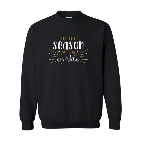 Tis the Season to Sparkle Happy New Year Festive Unisex Adult Crewneck Sweatshirt-Black-medium