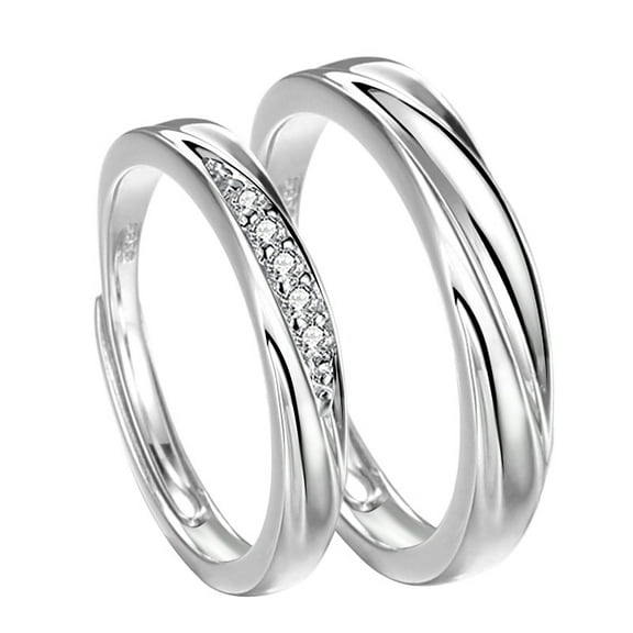 Intertwined Couples Rings for Men and Women 925 Sterling Silver Wedding Bands Size Adjustable Anniversary Ring Set Promise Ring (Set of two rings)