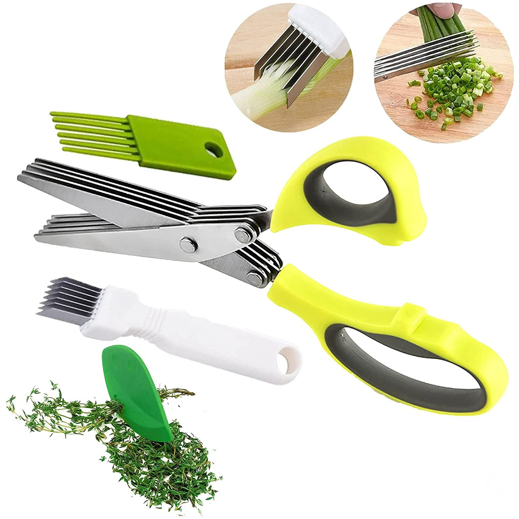 2023 Updated Herb Scissors Set - Herb Scissors With 5 Blades and Cover,  Cool Kitchen Gadgets for Cutting Shredded Lettuce, Cilantro Fresh, Green  Onion