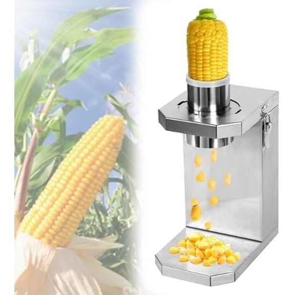 Effortless Corn Kernel Cutter, Small Household Stainless Steel Fully Automatic Corn Thresher, 7cm Wide Chute For Fresh & Cooked Corn