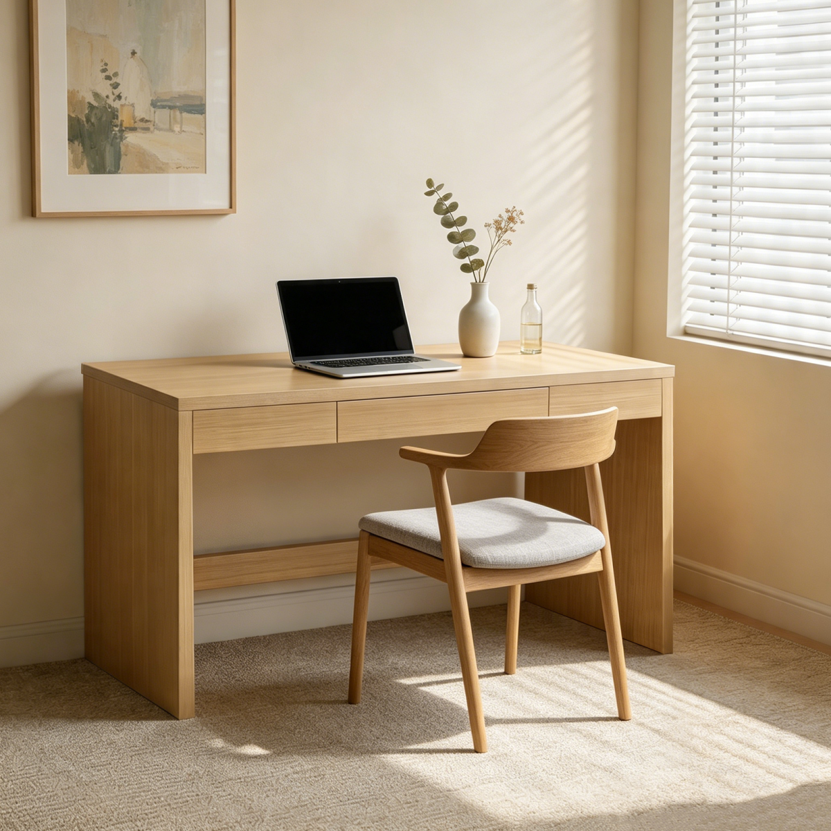 47 Inch Computer Desk and Writing Table – Farmhouse Home Office Desk with Drawer, Study Desk for Bedroom, Writing and Home Office Table