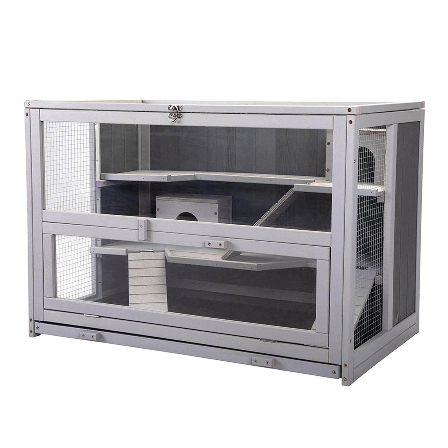 Pefilos 3 Tier Hamster Cage Rat House-Leak guinea pig hideout mouse house, Gray Pefilos 3 Tier Hamster Cage Rat House-Leak guinea pig hideout mouse house, Gray
