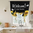 thumbnail image 3 of Welcome to Tie Up Curtain 45 Inches Long, Our Home Black Farmhouse Sunflowers Butterfly Balloon Style Kitchen Window Curtain Over Sink, Small Window Rod Pocket Curtain 52"x45", 3 of 9