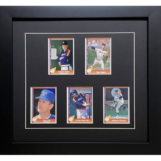Trading Card Display Frame for 5 Standard Trading Cards -Black Moulding with Black (White Trim) Matting