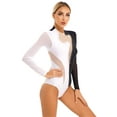 thumbnail image 2 of inhzoy Contemporary Dance Leotard for Women Mock Neck Ballet Gymnastic Dance Bodysuit Unitard Black&White S, 2 of 8