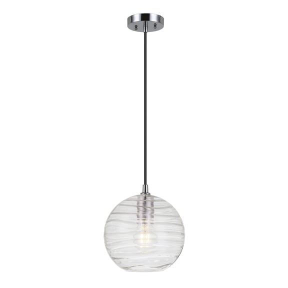 Evelyn&Zoe 8" Polished Nickel Metal/Glass Pendant