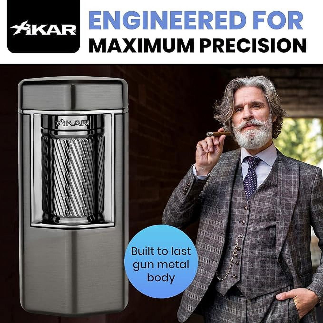 Xikar Meridian Triple Soft Flame Cigar Lighter, Gunmetal