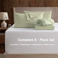thumbnail image 2 of LammaLoe Extra Deep Pocket Full Size Sheets set, Fits 18"-24" Mattress, 6 Piece Soft Microfiber Bed Sheet Sets, Light Sage Green, 2 of 8