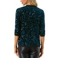 thumbnail image 3 of INSPIRE CHIC Cardigan à Sequins pour Femmes Halloween Manches 3/4 Ouvert Veste en Velours Bleu G, 3 of 6