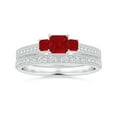thumbnail image 4 of ANGARA Natural Aeon Square Ruby Three Stone Engagement Ring with Milgrain in 14K White Gold for Women (Size-4mm) | July Birthstone, Anniversary, Jewelry Gift for Women | Natural Ruby Ring, 4 of 10