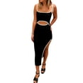 thumbnail image 3 of Liacowi Women Cutout Backless Maxi Dress Sexy Sleeveless Split Cocktail Dresses Bodycon Spaghetti Strap Long Dress Party, 3 of 9