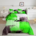 thumbnail image 3 of Manfei Modern Abstract Ombre Queen Comforter Set, Green Rectangle Square Bedding Sets, Teens Kids Adult Reversible Bedding Comforter Set, Lightweight Room Decor, 3-Piece, 3 of 9