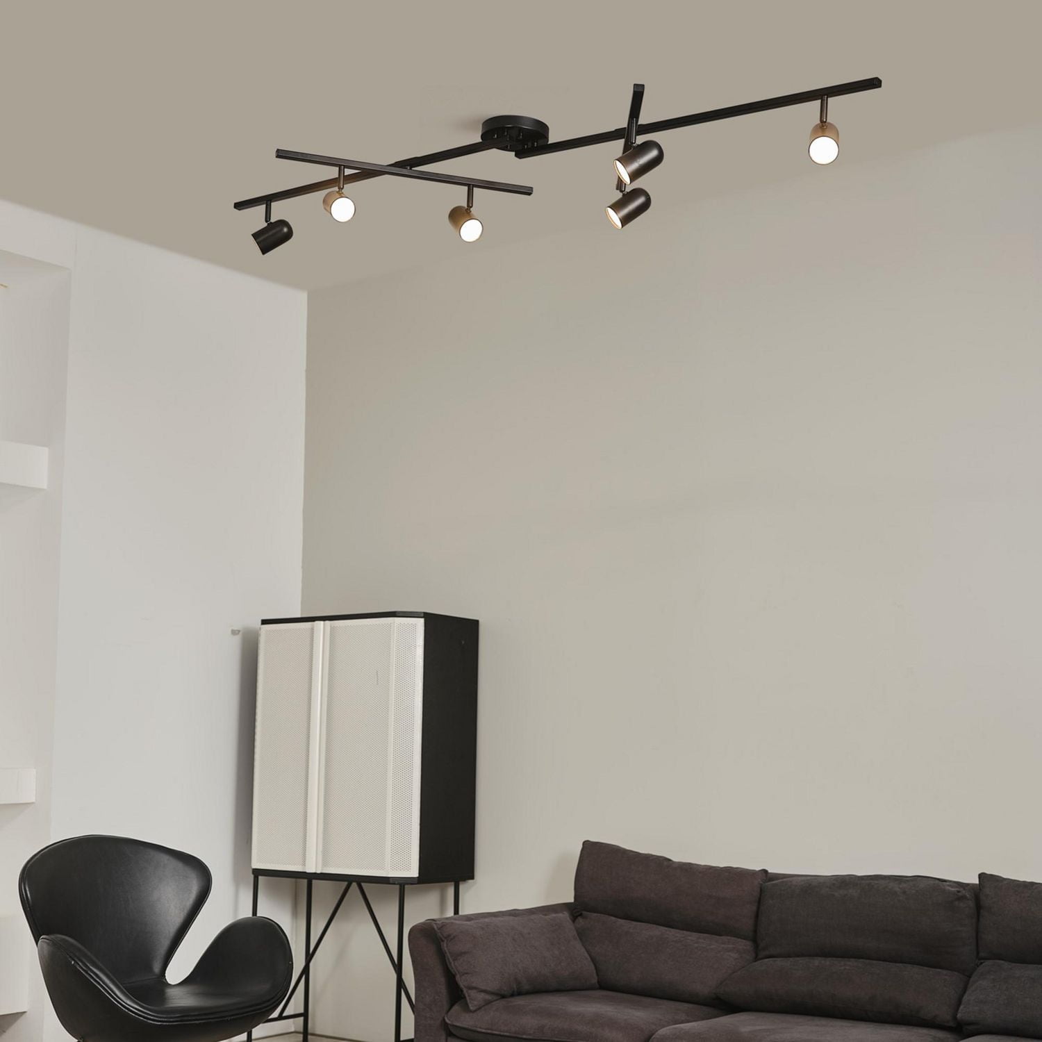 Wilma 6-Light Foldable Matte Black LED Integrated Track Lighting with Center Swivel Bars