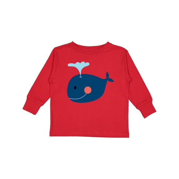 Inktastic Whale Cute Blue Boys or Girls Long Sleeve Toddler T-Shirt