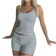 thumbnail image 7 of Women's Polka Dots 2 Piece Outfit Spaghetti Strap Sleeveless Crop Top Camisole and Shorts Pajamas Set Sleepwear Nightwear, 7 of 7