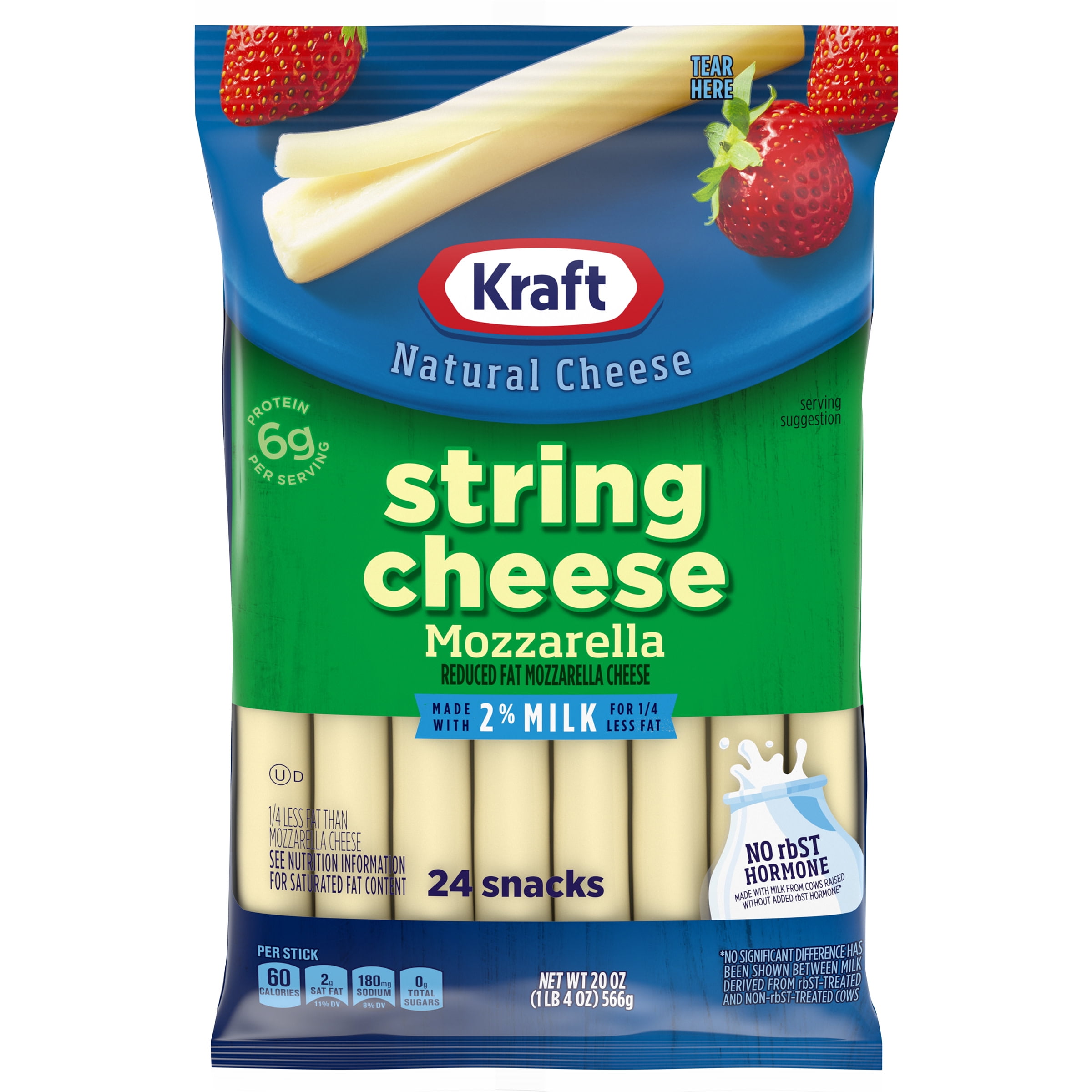 Kraft String Cheese Mozzarella Cheese Snacks With 2 Milk 24 Ct Sticks - Walmartcom