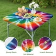 thumbnail image 4 of Colorful Rainbow Tie Dye Spiral Pattern Square Fitted Tablecloth with Elastic Edge,Square Table Cover,Washable Elastic Table Cover for Home Kitchen Party Decor 34"x34", 4 of 6