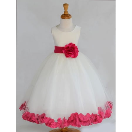Ekidsbridal Satin Rose Petals Tulle Ivory Flower Girl Dress Junior Bridesmaid Gown Ballroom Pageant 302T 8