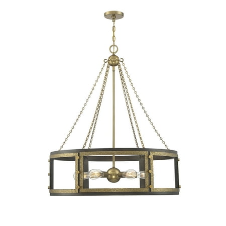 

Savoy House 1-1491-6-170 Lakefield 6 Light Pendant Light in Burnished Brass with Walnut (34 W x 40 H)