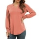 thumbnail image 4 of Camisa fruncida Ticfox de manga larga Top con cuello en V para mujer diseño exquisito, 4 of 6