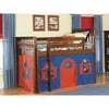 Bolton Furniture Mission Twin Low Loft Bed, Cherry with Blue/Red Bottom Playhouse Curtain