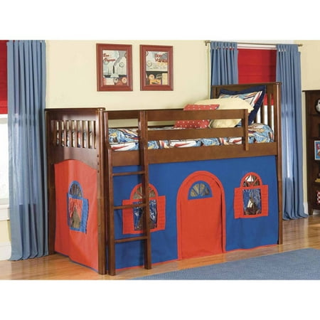 Bolton Furniture Mission Twin Low Loft Bed Cherry With Blue Red