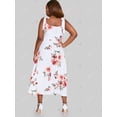 thumbnail image 3 of Maxi Vestido de Talla Extra con Estampado de Flores con Lazo Rosegal  Vestidos casuales de talla grande, 3 of 4