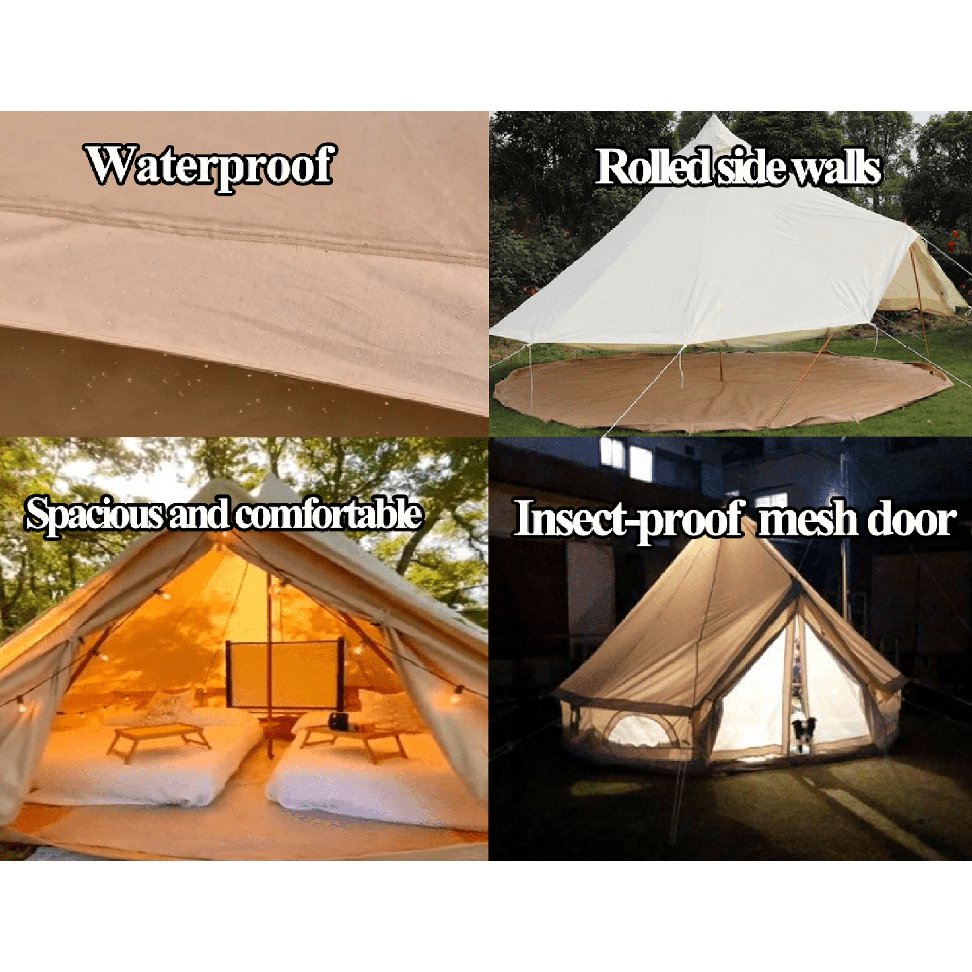 DANCHEL OUTDOOR 16.4ft=5M Cotton Canvas Waterproof Bell Tent with