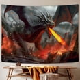 thumbnail image 3 of Fantasy Red Dragon Tapestry, Medieval World Dragon and Human War Poster Tapestry Wall Hanging for Men Boys Bedroom, Magical Tapestries Blanket College Dorm Home Decor 60X40inches, 3 of 4
