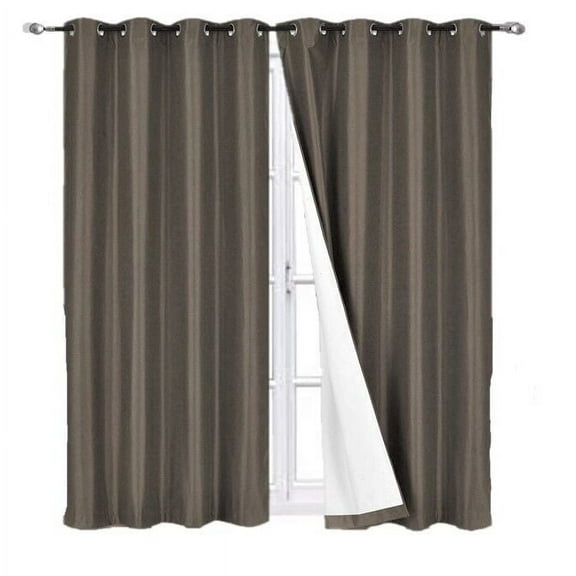 Adam Brown Color Set of 2 Panels Drapes Thermal Blackout Noise Reduce 100% privacy Window Curtain Grommets Home Décor 63" Long